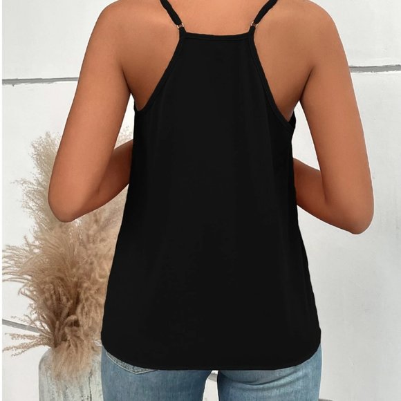 Black Contrast Sequin Cami Top - Picture 2 of 7